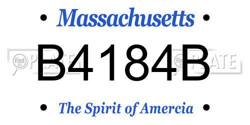 B4184B Massachusetts License Plate