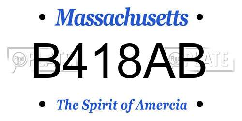 B418AB Massachusetts License Plate