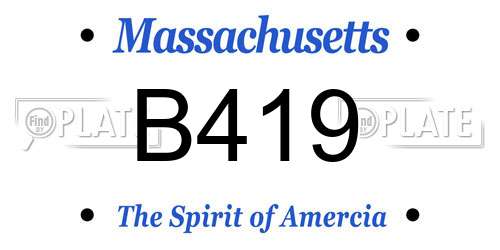 B419 Massachusetts License Plate