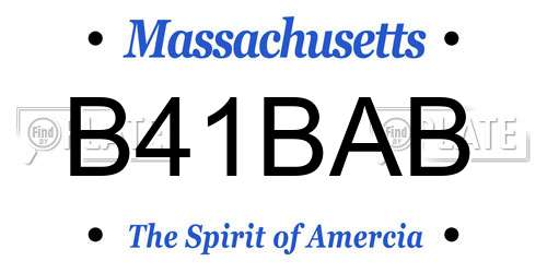 B41BAB Massachusetts License Plate