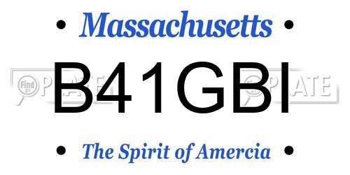 B41GBI Massachusetts License Plate