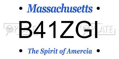 B41ZGI Massachusetts License Plate