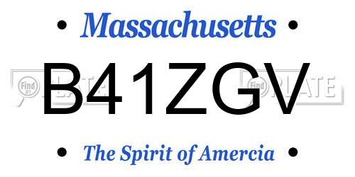 B41ZGV Massachusetts License Plate