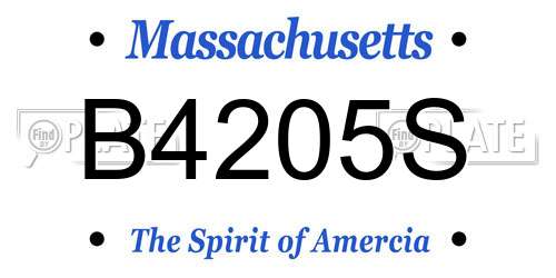 B4205S Massachusetts License Plate