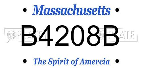 B4208B Massachusetts License Plate
