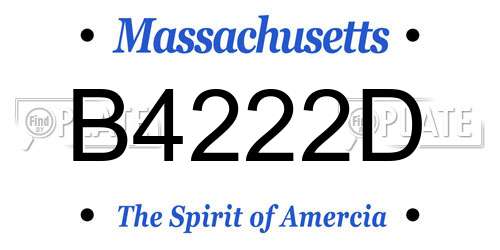 B4222D Massachusetts License Plate