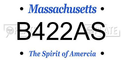 B422AS Massachusetts License Plate