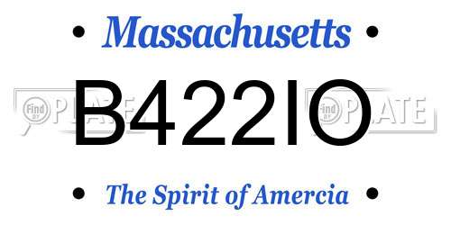 B422IO Massachusetts License Plate
