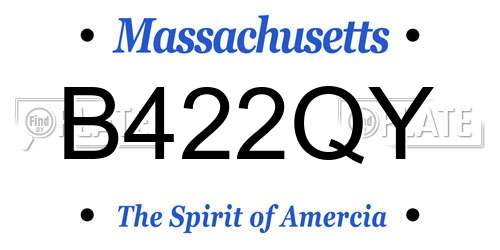 B422QY Massachusetts License Plate