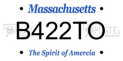B422TO Massachusetts License Plate