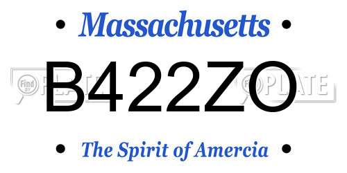 B422ZO Massachusetts License Plate