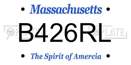 B426RL Massachusetts License Plate