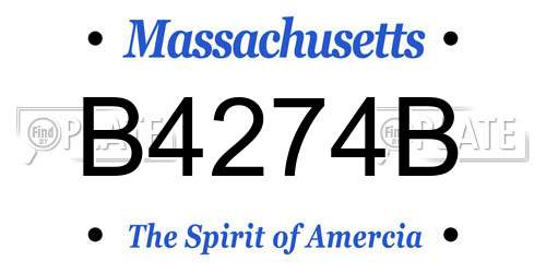 B4274B Massachusetts License Plate