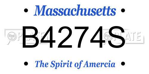 B4274S Massachusetts License Plate