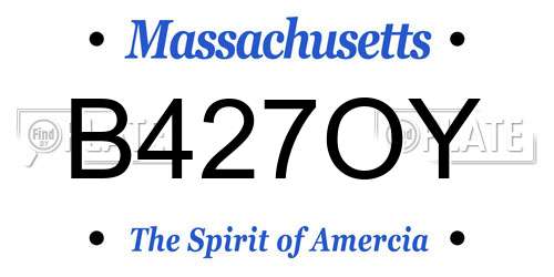 B427OY Massachusetts License Plate