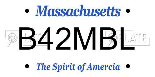 B42MBL Massachusetts License Plate