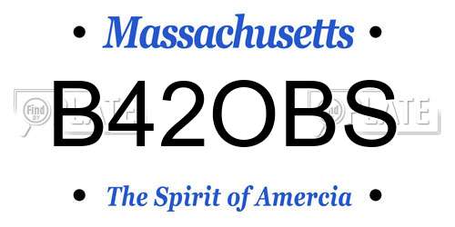 B42OBS Massachusetts License Plate