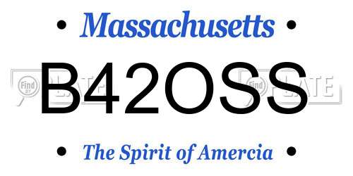 B42OSS Massachusetts License Plate