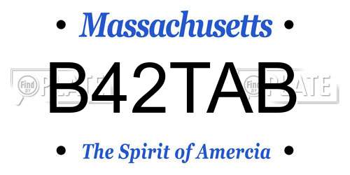 B42TAB Massachusetts License Plate