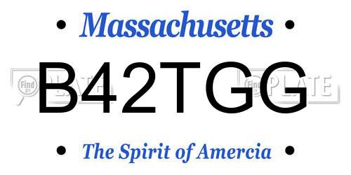 B42TGG Massachusetts License Plate