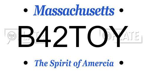 B42TOY Massachusetts License Plate
