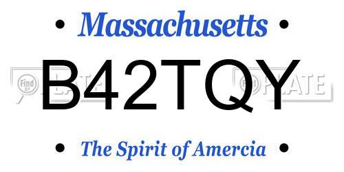 B42TQY Massachusetts License Plate