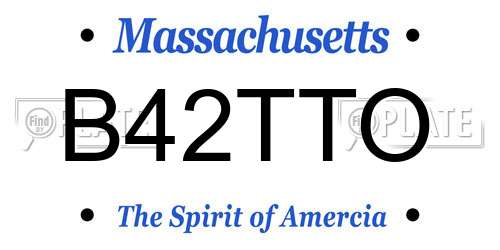 B42TTO Massachusetts License Plate