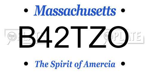 B42TZO Massachusetts License Plate