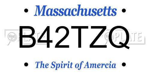 B42TZQ Massachusetts License Plate