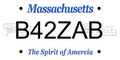 B42ZAB Massachusetts License Plate