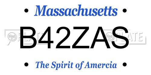 B42ZAS Massachusetts License Plate