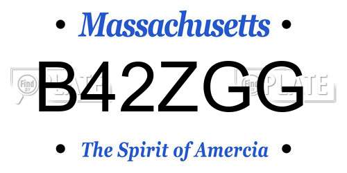 B42ZGG Massachusetts License Plate
