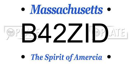 B42ZID Massachusetts License Plate