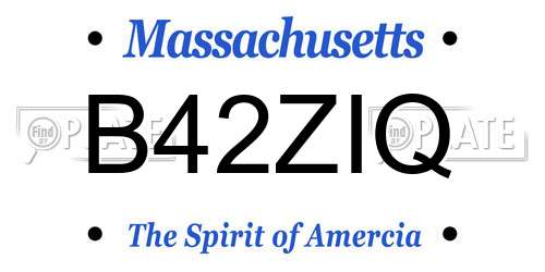 B42ZIQ Massachusetts License Plate