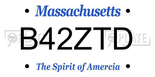 B42ZTD Massachusetts License Plate