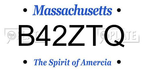 B42ZTQ Massachusetts License Plate