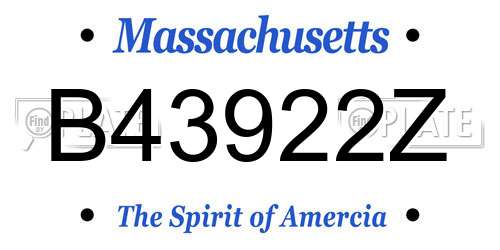 B43922Z Massachusetts License Plate
