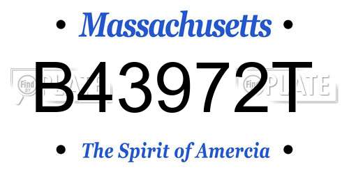 B43972T Massachusetts License Plate