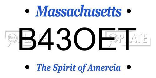 B43OET Massachusetts License Plate