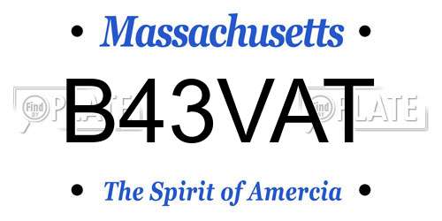 B43VAT Massachusetts License Plate