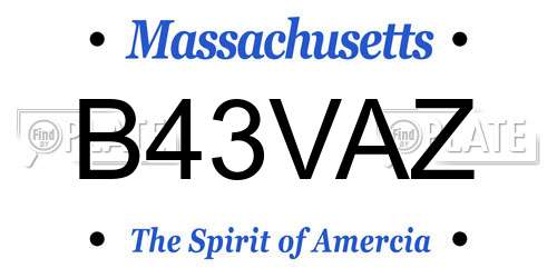 B43VAZ Massachusetts License Plate