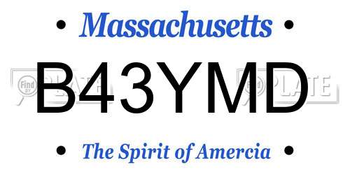 B43YMD Massachusetts License Plate