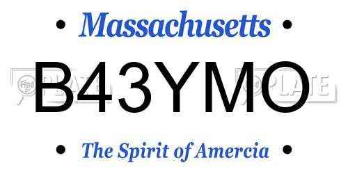 B43YMO Massachusetts License Plate