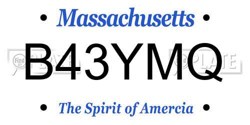 B43YMQ Massachusetts License Plate