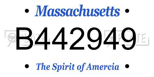 B442949 Massachusetts License Plate