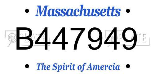 B447949 Massachusetts License Plate