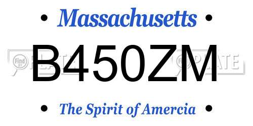 B450ZM Massachusetts License Plate