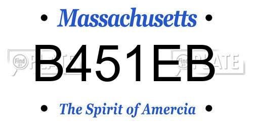 B451EB Massachusetts License Plate