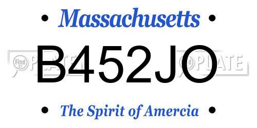 B452JO Massachusetts License Plate