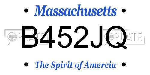 B452JQ Massachusetts License Plate
